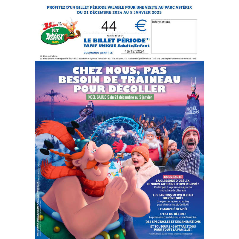 44€ ticket Parc Astérix Noël